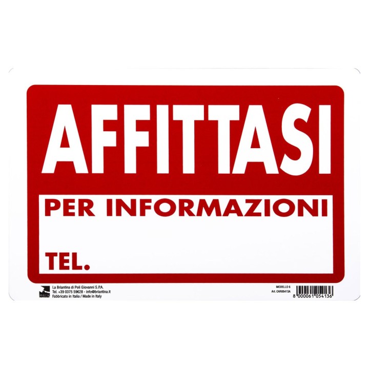 CARTELLO PLASTICA CM 30X20 AFFITTASI