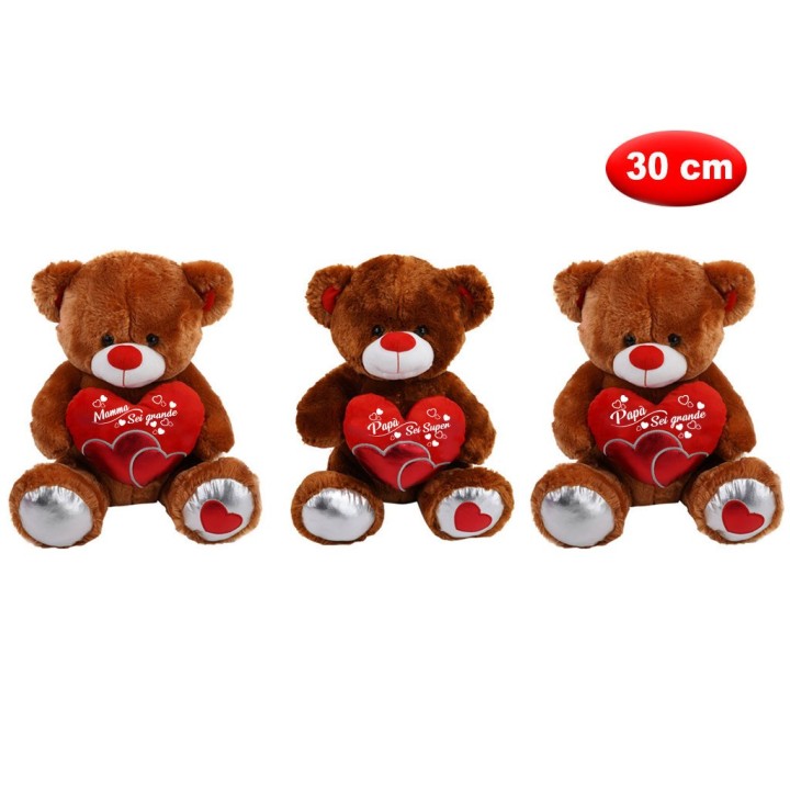 PELUCHE ORSO CON CUORE CM 30