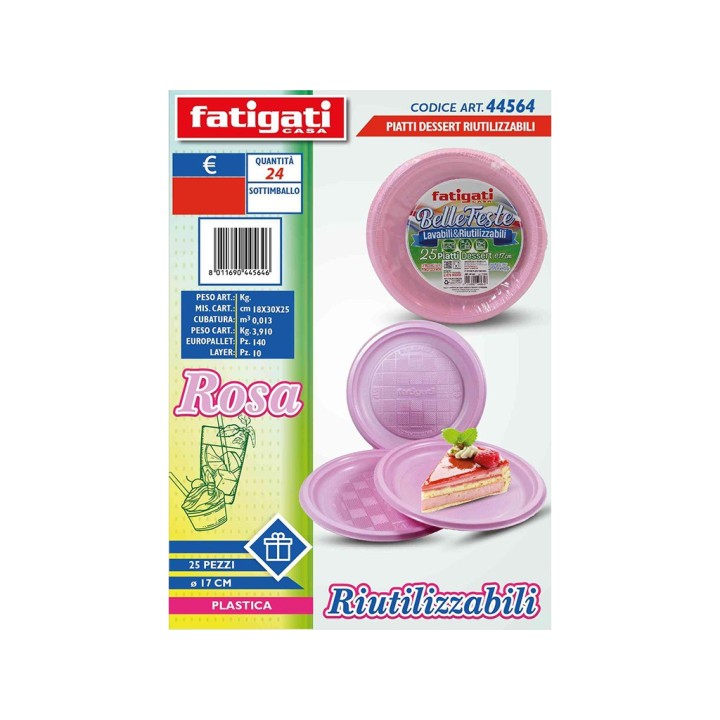 PIATTI DESSERT 25PZ ROSA