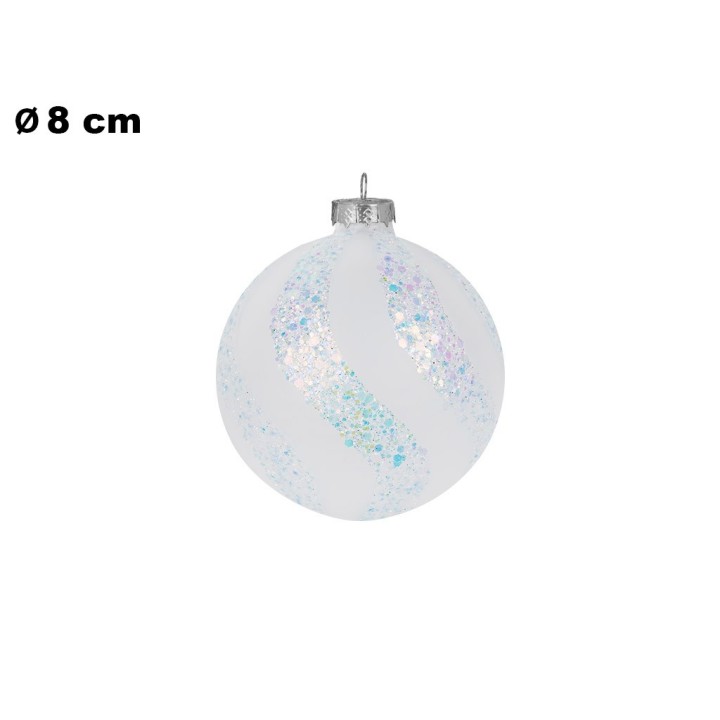SFERA NATALIZIA TONDA BIANCO OPACO CM 8