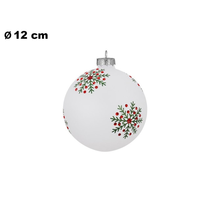 SFERA NATALIZIA BIANCA CON DECO 12 CM