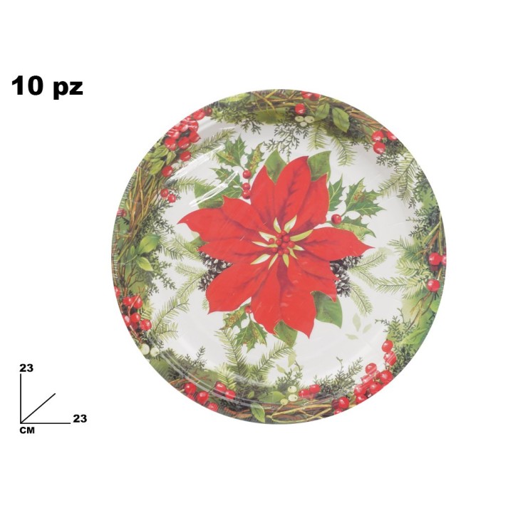 10 PIATTI 23 CM CON STELLA DI NATALE