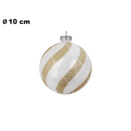 SFERA NATALIZIA BIANCA E ORO 10 CM