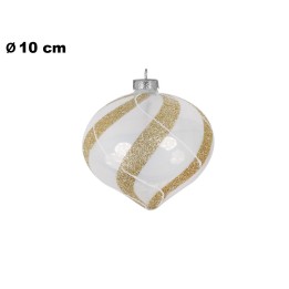 SFERA NATALIZIA BIANCA E ORO 10 CM