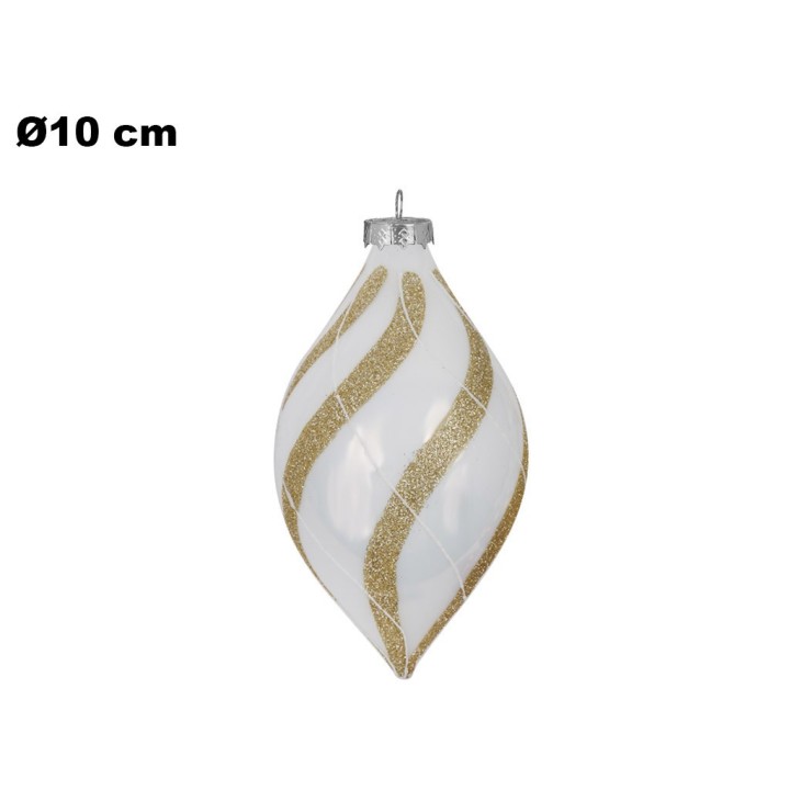 SFERA NATALIZIA BIANCA E ORO 10 CM