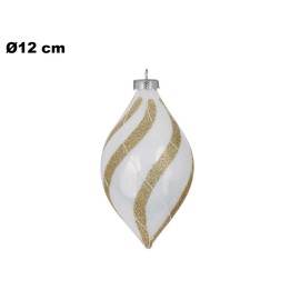 SFERA NATALIZIA BIANCA E ORO 12 CM