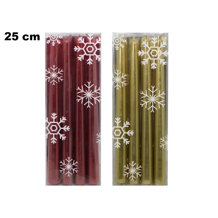 SET 4 CANDELE NATALIZIE 2 COLORI ASSORTI