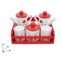 SET CUCINA 5 PEZZI DECORATIVO NATALIZIO