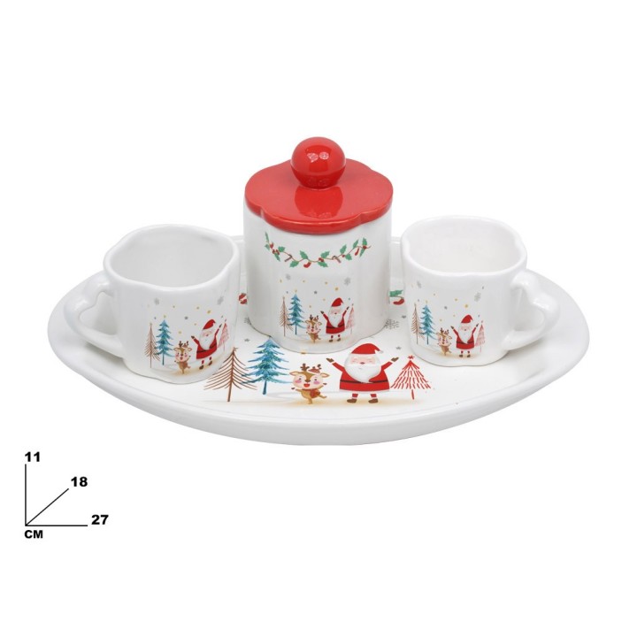 SET CAFFE' 4 PEZZI DECORATIVO NATALIZIO