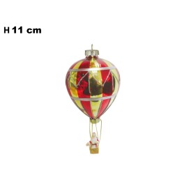 MONGOLFIERA NATALIZIA ROSSA E ORO CM 11