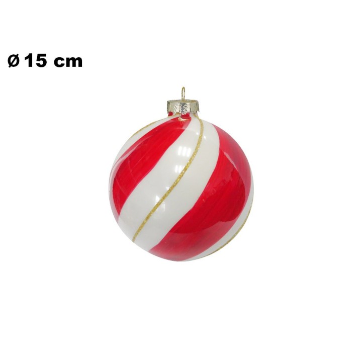 SFERA NATALIZIA ROSSA E BIANCA CM 15
