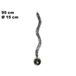 SFERA SILVER CON LED E TINSEL DIA CM 15