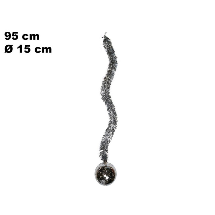 SFERA SILVER CON LED E TINSEL DIA CM 15