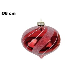 SFERA NATALIZIA ROSSA E BIANCA 8 CM