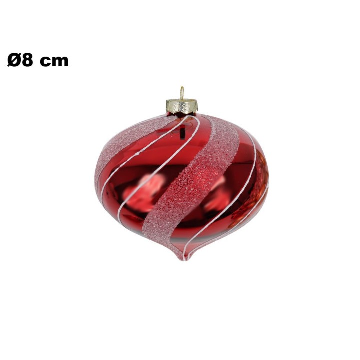 SFERA NATALIZIA ROSSA E BIANCA 8 CM
