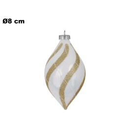SFERA NATALIZIA BIANCA E ORO 8 CM