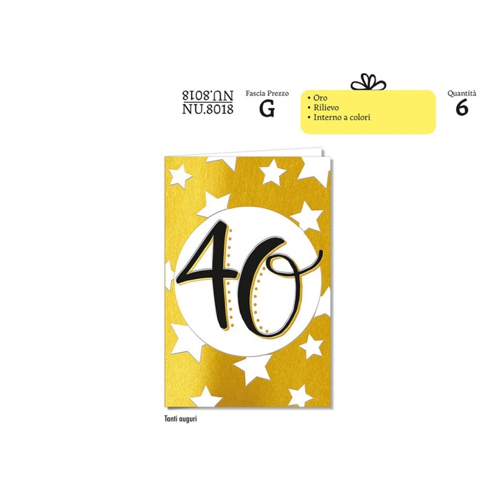 BIGLIETTO COMPLEANNO 40 ANNI NU.8018