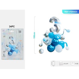 SET PALLONCINI ARGENTO 34PZ NUMERO 3