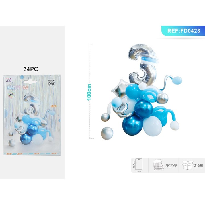SET PALLONCINI ARGENTO 34PZ NUMERO 3