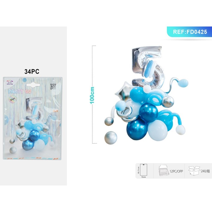 SET PALLONCINI ARGENTO 34PZ NUMERO 5
