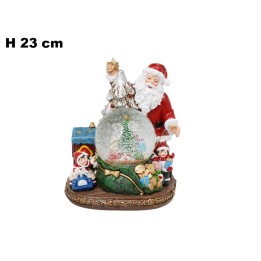 AMPOLLA BABBO NATALE E BAMBINI LUCI/SUON