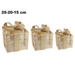 SET 3PZ PACCHI REGALO C/LED CM 15/20/25