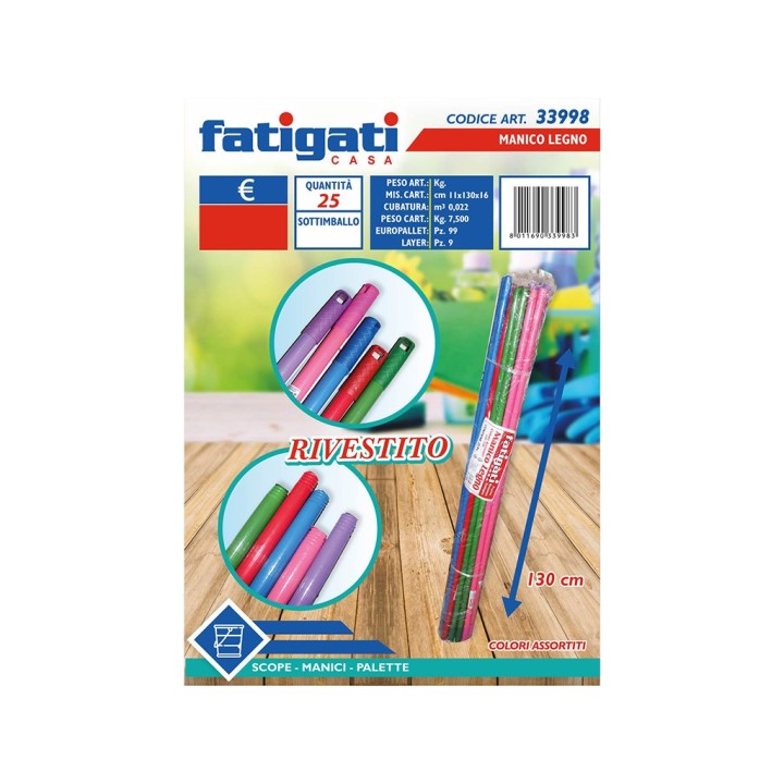 MANICO SCOPA LEGNO 130CM COLORI ASS.