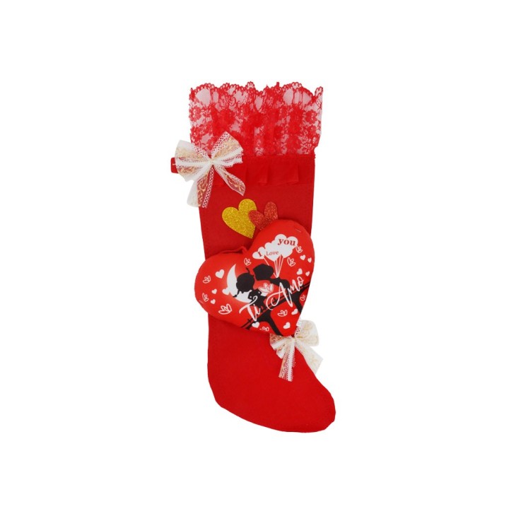 CALZA 55CM CUORE C/CRESTA ROSSO 24/22