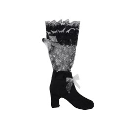 CALZA 65CM TACCO NERO PIZZO ARGENT.24/14