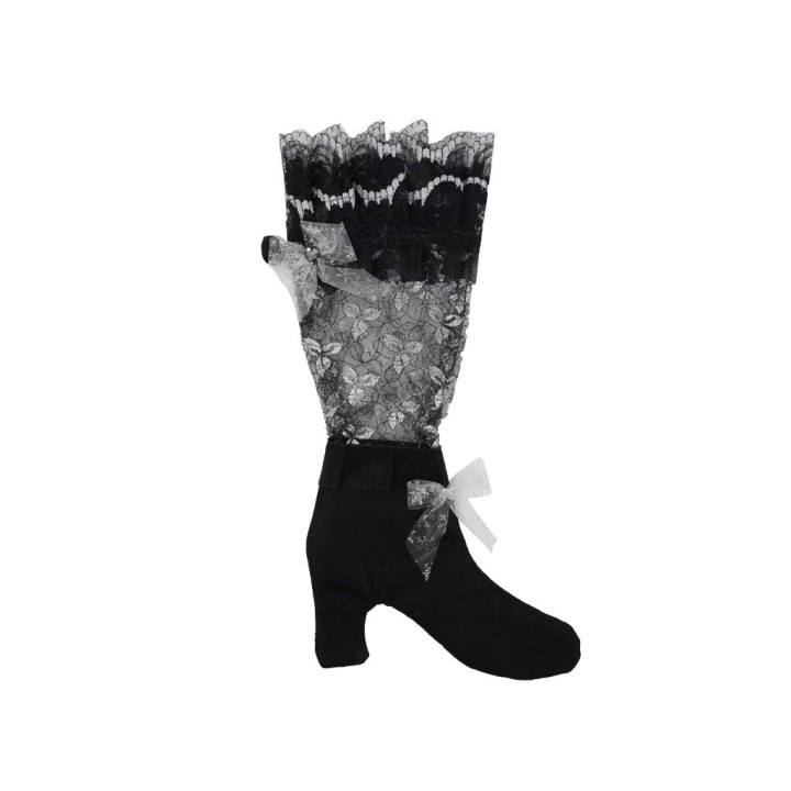 CALZA 65CM TACCO NERO PIZZO ARGENT.24/14
