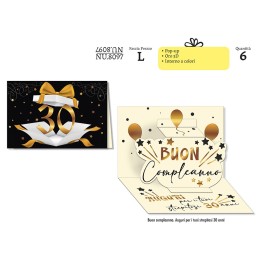 BIGLIETTI COMPLEANNO 30 ANNI ORO NU.8097