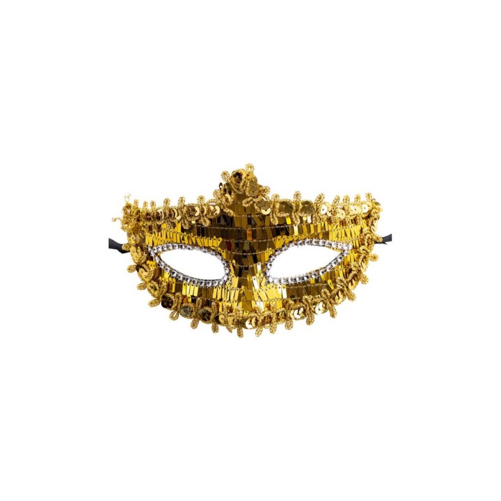 MASCHERA IN PLASTICA PAILLETTES ORO 0013