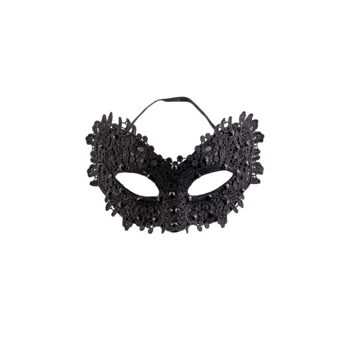 MASCHERA NERA PLASTICA C/PIZZO E STRASS