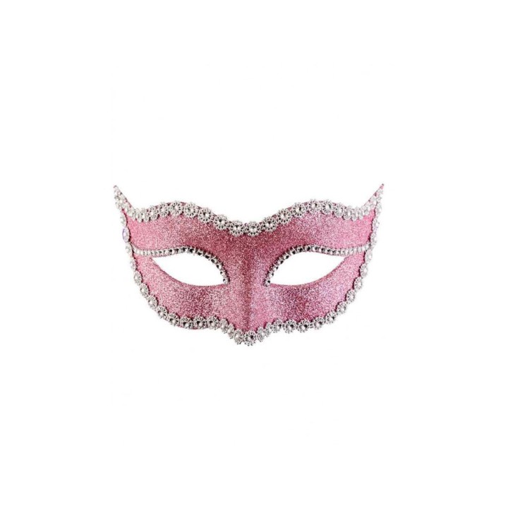 MASCHERA IN PLASTICA CON GLITTER ROSA
