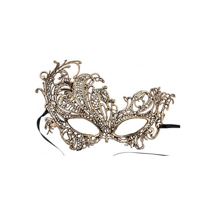 MASCHERA ORO IN TESSUTO MACRAME' C/CAV.