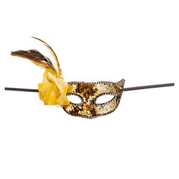 MASCHERA IN PLASTICA CON PAILLETTES ORO,