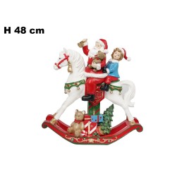 BABBO NATALE SU CAVALLO A DONDOLO 48,5CM