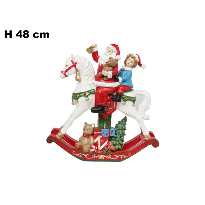 BABBO NATALE SU CAVALLO A DONDOLO 48,5CM