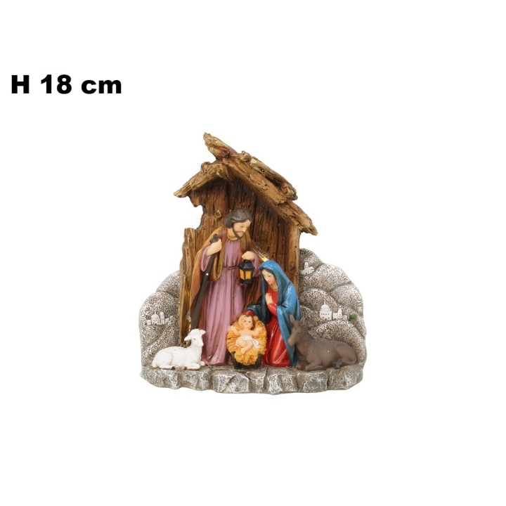 NATIVITA' CON CAPANNA 18,5 CM CON LED