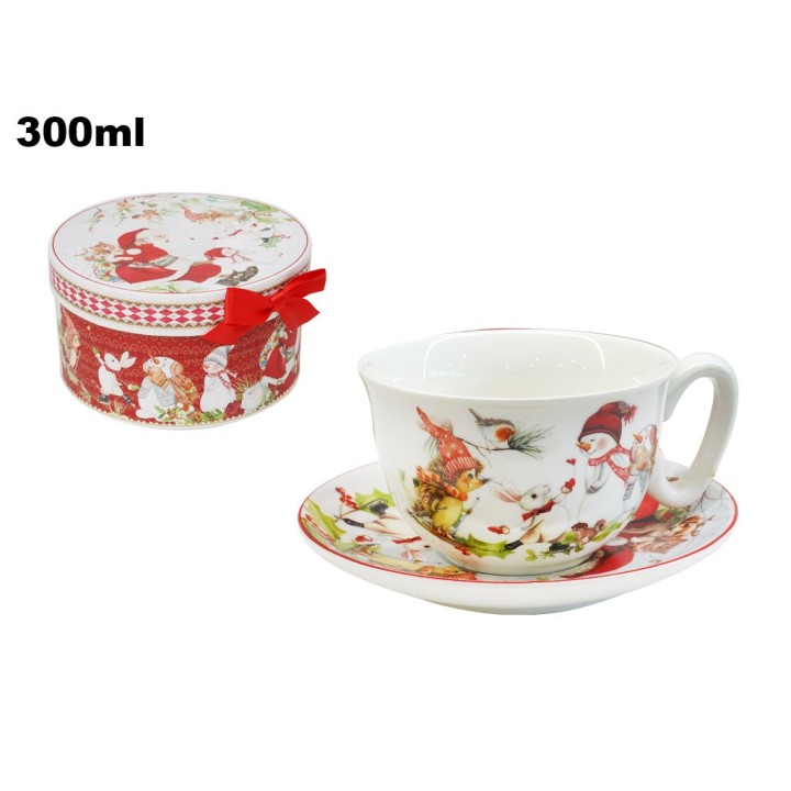 TAZZA CON PIATTINO DECORATIVA NATALIZIA