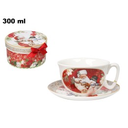 TAZZA CON PIATTINO DECORATIVA NATALIZIA