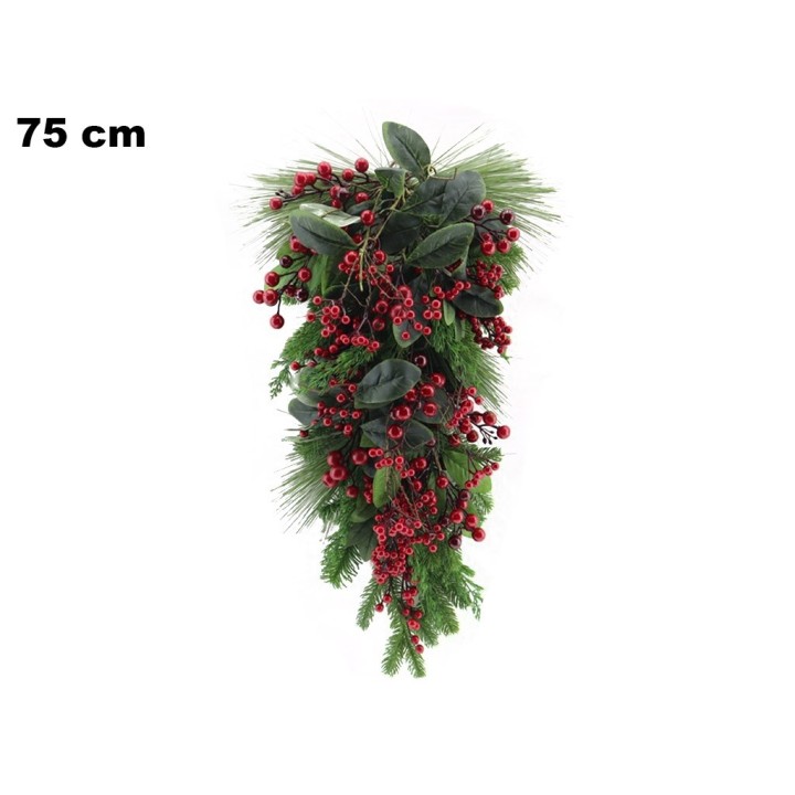 DECORAZIONE NATALIZIA CON BACCHE 75 CM