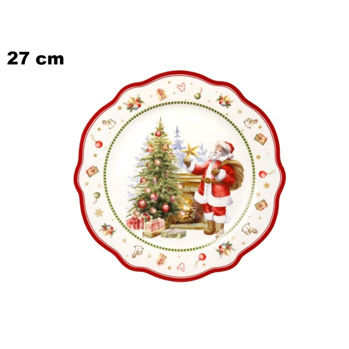 PIATTO BABBO NATALE CON ALBERO DECOR NAT