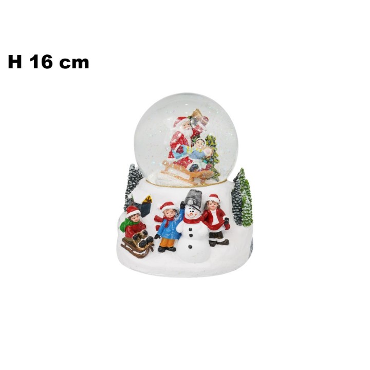 AMPOLLA BABBO NATALE SU SLITTA LUCI/SUO