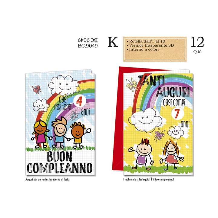 BIGLIETTI COMPLEANNO BAMBINI ROTELLA BC