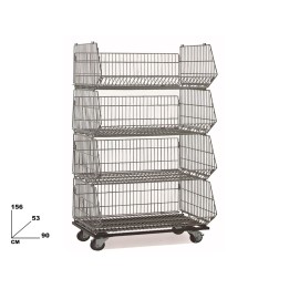 CESTONE 4 RIPIANI CON RUOTE