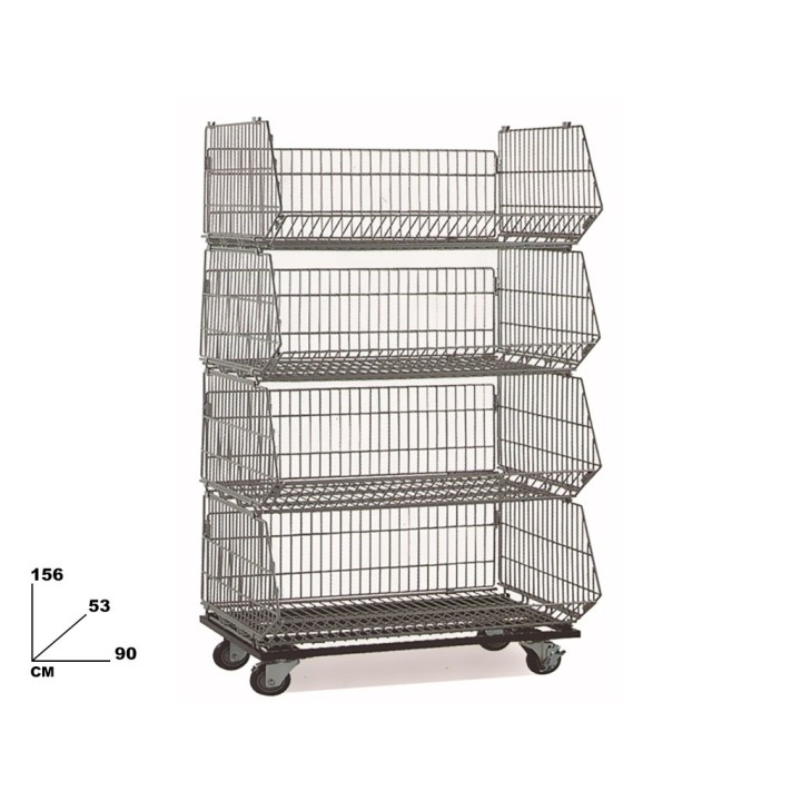CESTONE 4 RIPIANI CON RUOTE