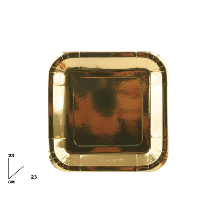 PIATTO QUADRATO DORATO 23 CM