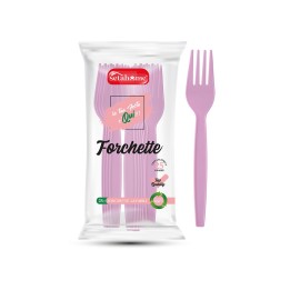 FORCHETTE IN PLASTICA ROSA CF 25PZ