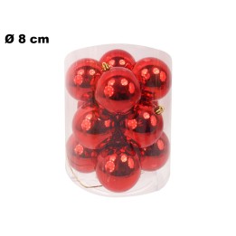12 PALLINE NATALIZIE ROSSE 8 CM